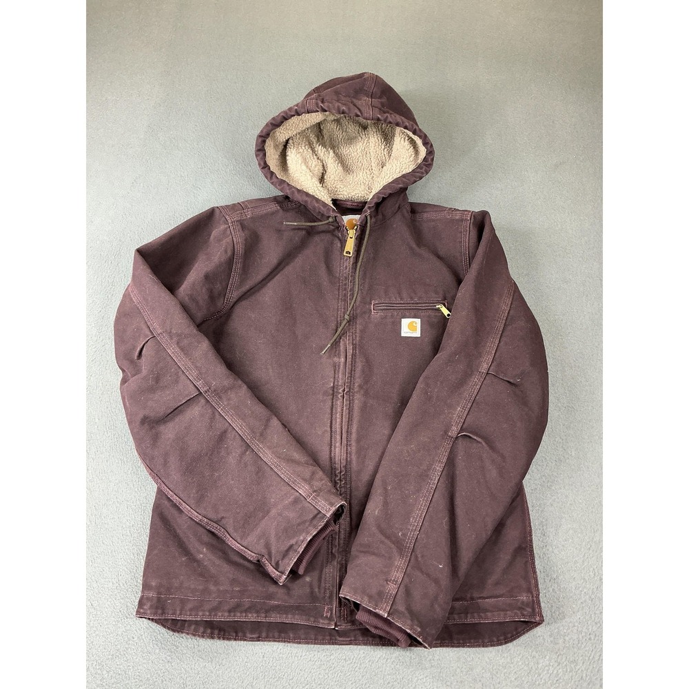 Vintage Carhartt Jacket Womens XS Purple Lined Hooded Canvas Full Zip‎ Insulated